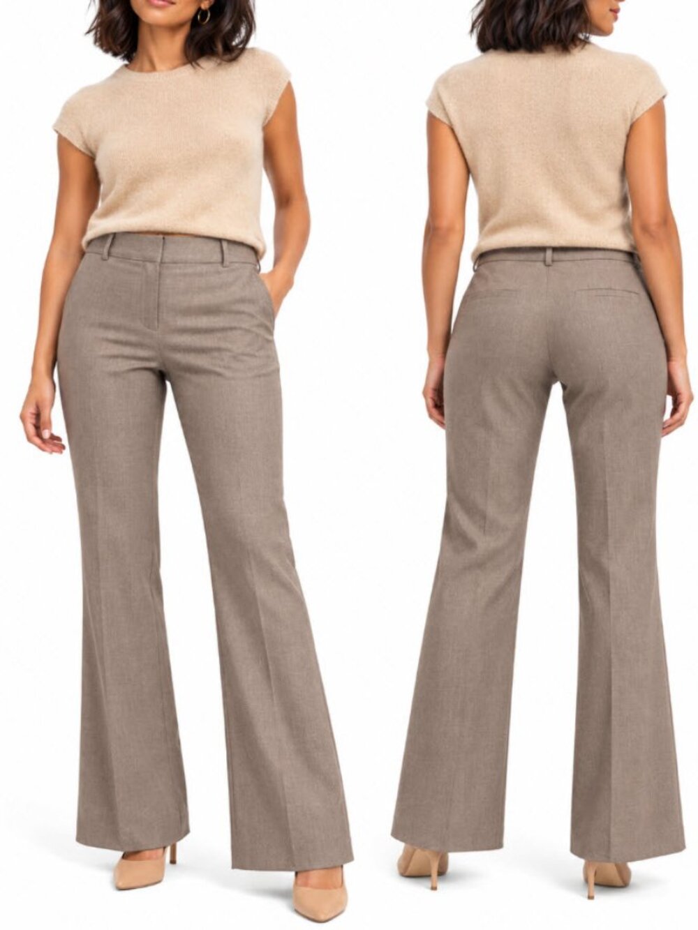 Banana Republic Martin Fit Wool Dress Pants Size 6 Beige Bootcut Career